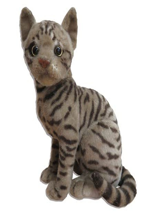 تيكلز قطة موسيقية جالسة تصدر صوت مواء مواء، لعبة حيوانية محشوة ناعمة للأطفال من الأولاد والبنات، هدية عيد ميلاد (اللون: رمادي وأبيض، الحجم: 40 سم) - Image 5